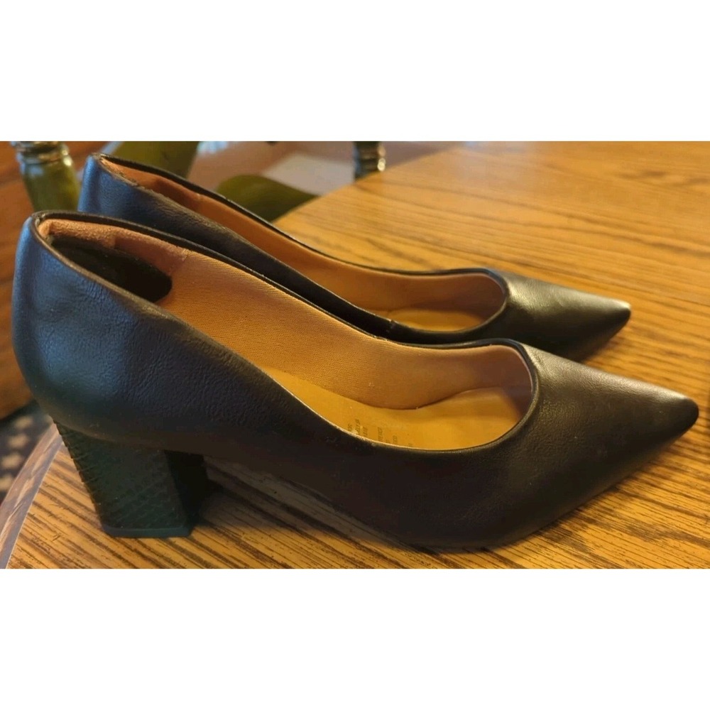 Di Valentini Women's Black Leather Cool Heel Pointed Toe Shoes‎ US Size 7